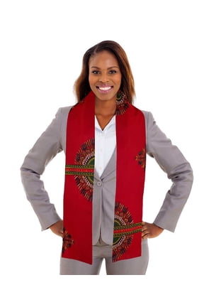 Red Dashiki African Print Stole/Sash