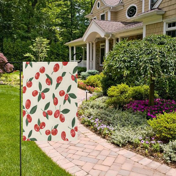 Red Dates Leaves Garden Flag Double Sided 12 x 18 Inch Outside Yard Decoration Outdoor Flag
