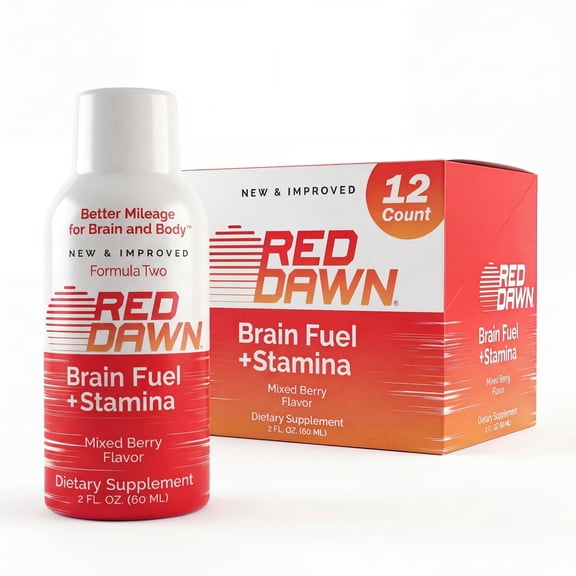 Red Dawn Energy Shots, Mixed Berry, Brain Fuel & Stamina, Zero Sugar, Zero Calorie, 2 oz, Pack of 12