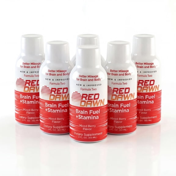Red Dawn Energy Shots, Mixed Berry, Brain Fuel & Stamina, Zero Sugar, Zero Calorie, 2 oz, Pack of 6