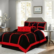 Red Dawn Luxury 7-piece Suede Winter Bedding Comforter Set - Black and Red!