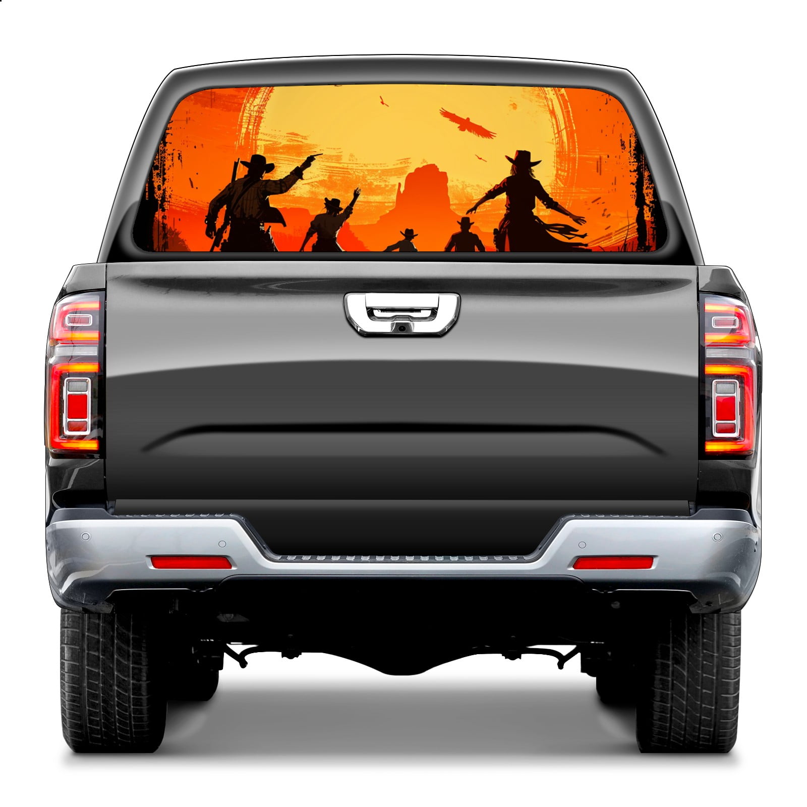 Red Dead C Owboys Rear Window Decals for Trucks Pickup Car Window Stickers Decal Truck Back Window Tint Decal Graphic Perforated Vinyl Truck Stickers 66 X 22 Walmart