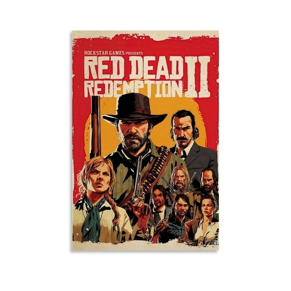 Red Dead Redemption 2 Game Canvas Poster RDR2 Game Print Canvas Posters Modern Family Bedroom, Office, And Living Room Wall Art Decor