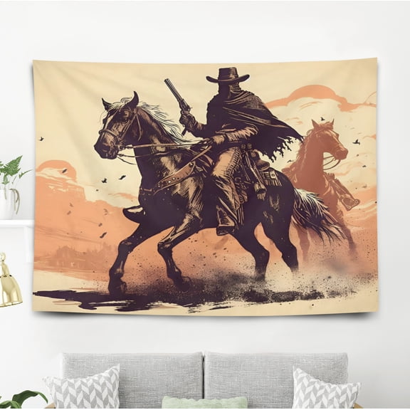Red Dead Redemption Pattern Wall Hanging 50*60 Inches High-Quality Peach Skin Velvet Material Classic And Charming