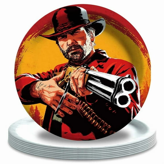 Red Dead Redemption Paper Plates Party Decorations Tableware Supplies Birthday Disposable Dinner
