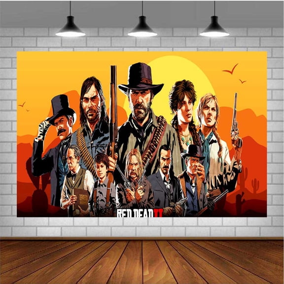 Red Dead Redemption Backdrop Party Supplies Wall Decor Banner Poster Birthday Decorations Background for Photography Taspestry