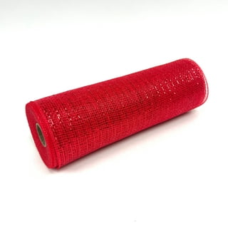 Red - Deco Mesh Metallic Stripes - ( 10 Inch x 10 Yards )