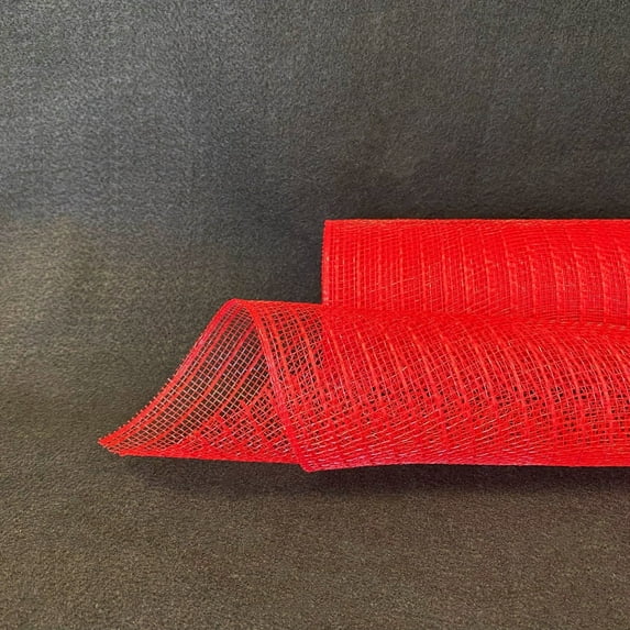 Red Deco Mesh with Burlap Stripes - 10 Inch x 10 Yards