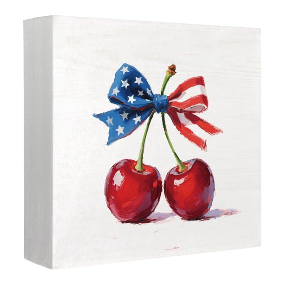 Red Decorations, BlueandWhite Decor, Wooden, Usa Sign, 4X4inBlock, Floral Decor, Tabletop Decor, Patriotic Decorations, Holiday Decor, 1 Pc