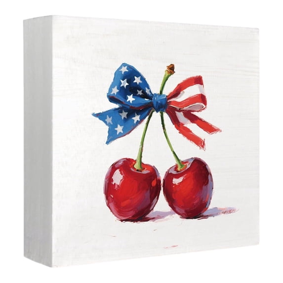 Red Decorations, BlueandWhite Decor, Wooden, Usa Sign, 4*4*0.6in,Block, Floral Decor, Tabletop Decor, Patriotic Decorations, Holiday Decor, 1 Pc