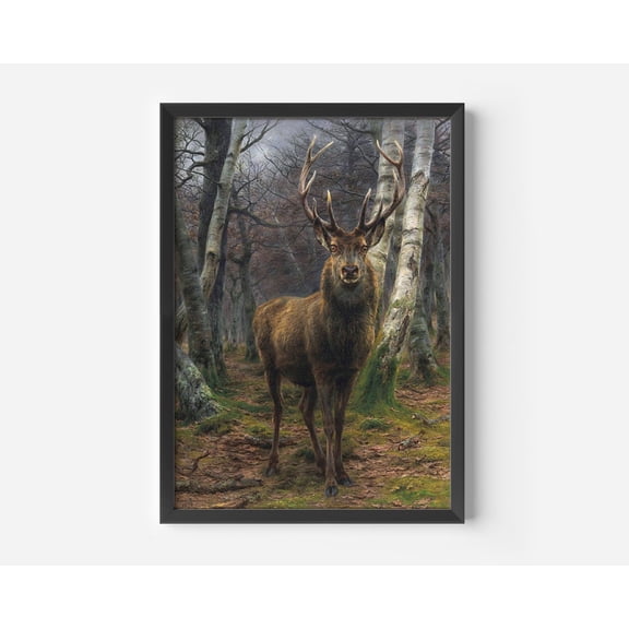 Red Deer Stag Poster Vintage Animal Wall Art Rustic Farmhouse Forest Decor UNFRAMED PAPER POSTER