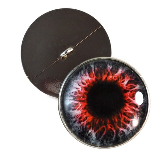 Red Demon Sew-On Button Glass Eyes