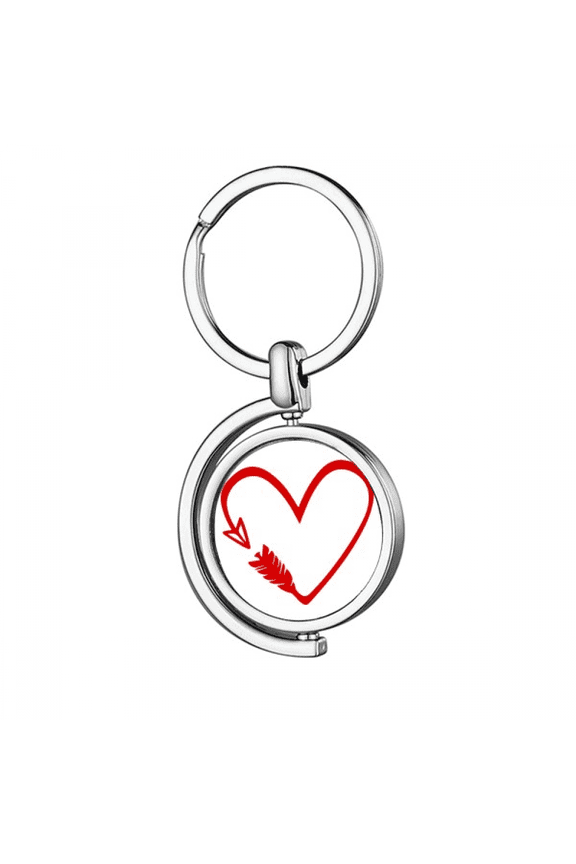 Red Design Arrow Heart Illustration Rotating Keychain Metal Keyring Holder