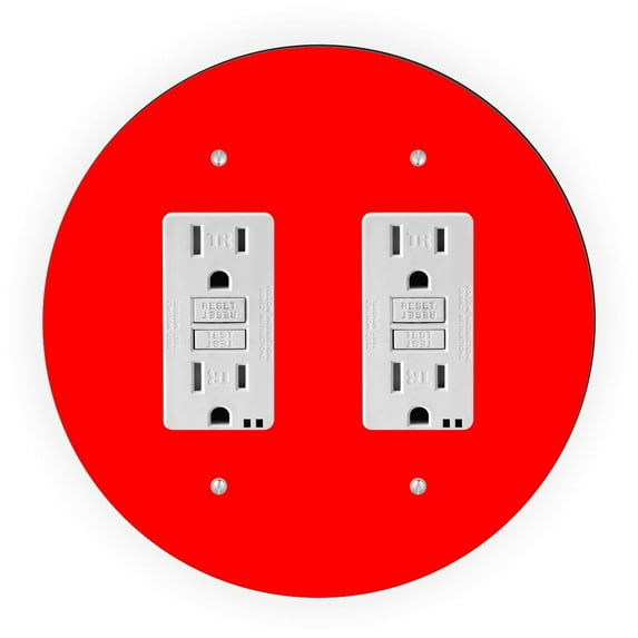 Red Design - Round Light Switch Plate Cover - Double GFI