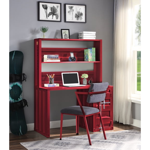 Red Desk With For Efficient Workspace - Organize Your Office Spacious Writing Create An Work Area