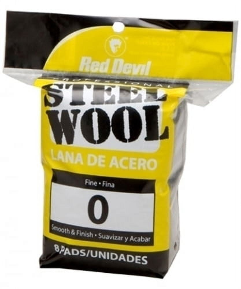 Red Devil Steel Wool Pads Fine Grade, 8 Pack, Metal Scouring and