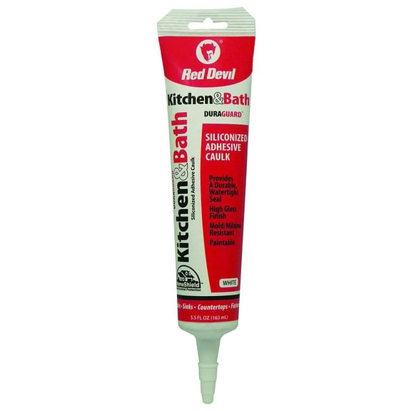 Red Devil 0405 Duraguard Kitchen & Bath Siliconized Acrylic Caulk, 5.5 oz, White, 12 Pack