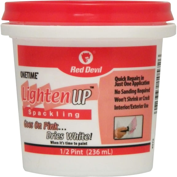 Red Devil 0572 ONETIME Lighten Up Lightweight Spackling, 1/2 Pint, 12-Pack, White, 12 Pack