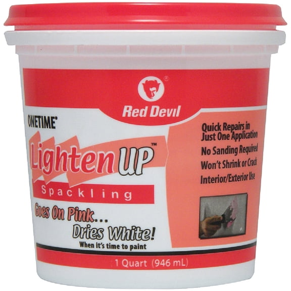 Red Devil 0574 ONETIME Lighten Up Lightweight Spackling, 1 Quart, Pack of 6, White, 6 Pack
