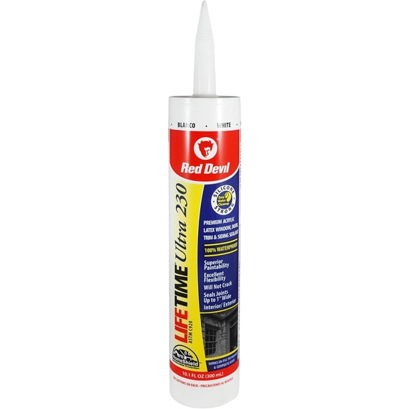 Red Devil 0770 Lifetime Ultra 230 Premium Elastomeric Acrylic Latex Sealant, 10.1 oz, White