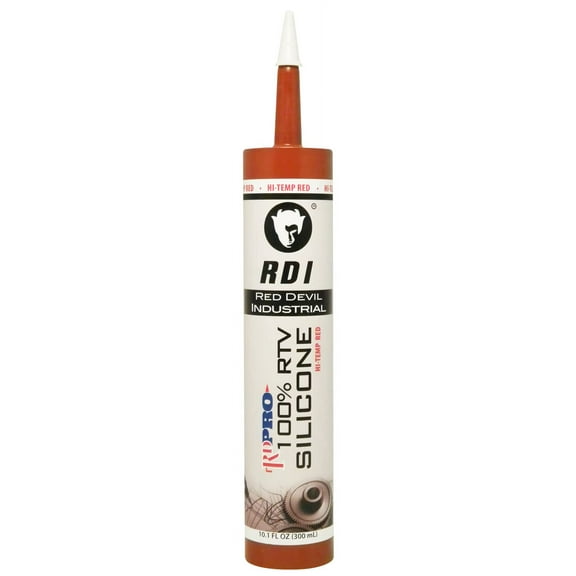 Red Devil 08090I RD PRO 100% Heat Resistant RTV Silicone Sealant, A Water-Proof and Weatherproof Adhesive For High-Heat Use, 10.1 oz. Tube, Red, 12-Pack