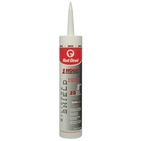 Red Devil 0816KB Silicone Shield Kitchen & Bath Sealant, White, 9 Oz, Each
