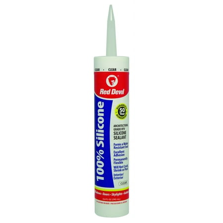 Red Devil 0826 100 Percent Silicone, Clear 9.8 oz.