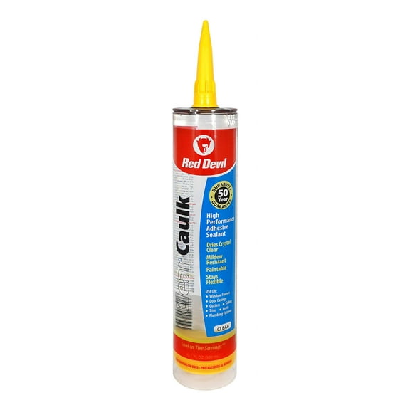 Red Devil 0870 Clear Caulk Adhesive Sealant, 10.1 oz., Clear, Case of 12