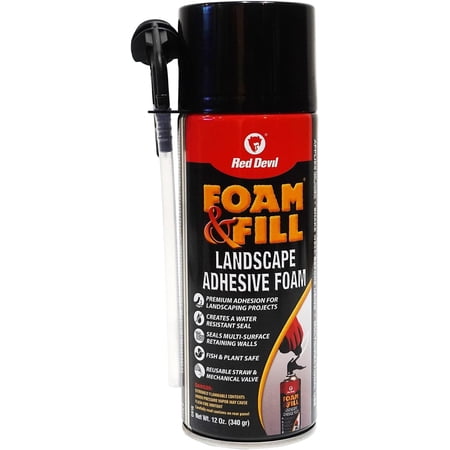 Red Devil 0916 Spray Foam & Fill Landscape Adhesive Foam, Gap Filler, 12 oz, Black, 1 Pack
