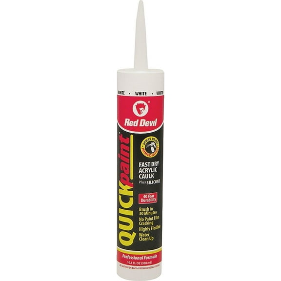 Red Devil 0946 Quickpaint Fast Dry Acrylic Caulk, White, 10.1 Oz, Each