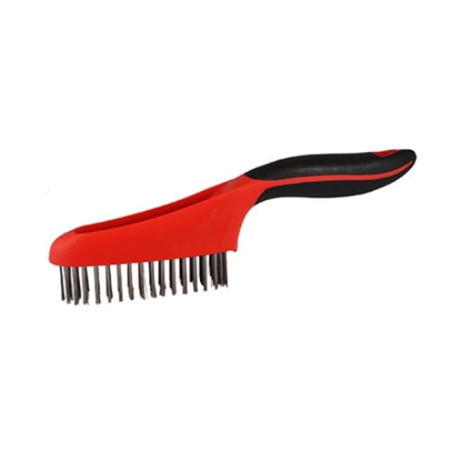 10-Inch Red and Black Stainless Steel Wire Brush