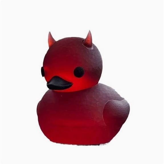 Red Devil Ducks Transparent Resin Ornament Creative Horned Devil Ducks Tabletop Sculpture Space-Saving Indoor Decor For Living Room Counter, Bookshelf And Fall Halloween Styling