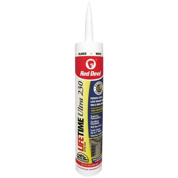 Red Devil Lifetime 0770 Acrylic Sealant, White, 10.1 fl-oz Cartridge 12 Pack