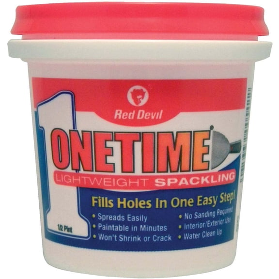 Red Devil ONETIMEĀ® Lightweight Spackling Wall Filler 8 oz, Single Pack, Premixed Formula