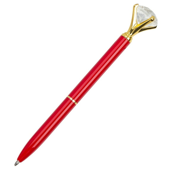 Red Diamond Head Ballpoint Pen, Large Bling Stone, Retractable, Oil Ink, Perfect for Weddings and Special Events, 1 Count