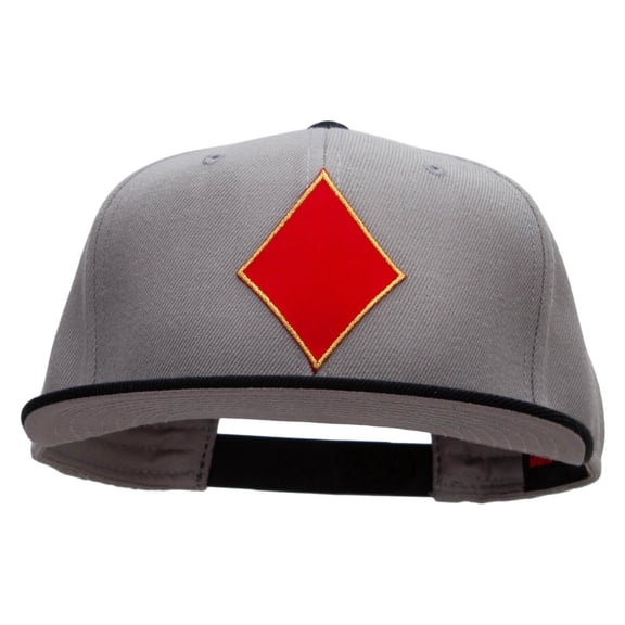 Red Diamond Patched Wool Blend Pro Style 2 Tone Snapback - Black Grey OSFM