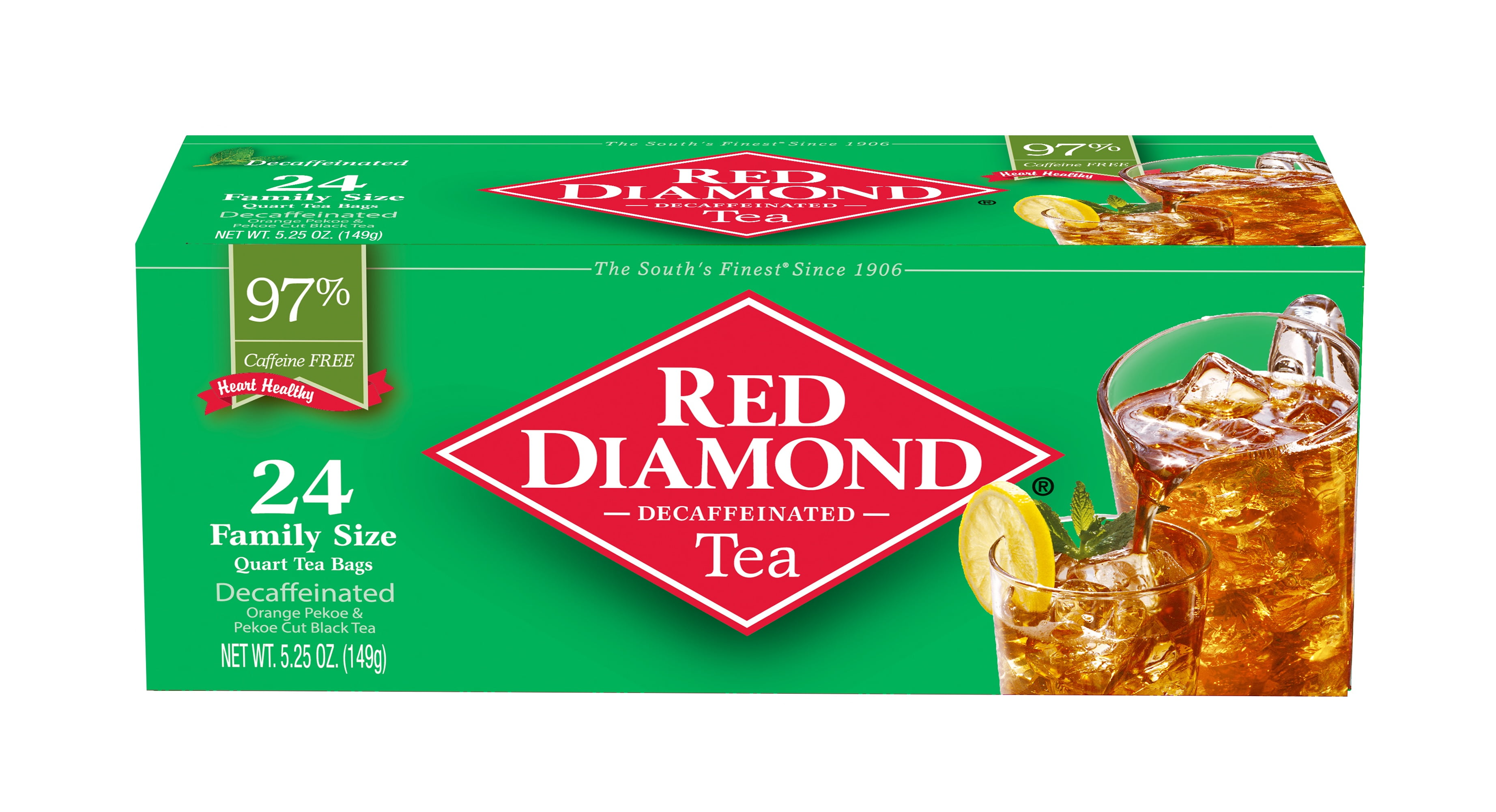 Red Diamond Pekoe and Orange Pekoe Decaf Tea Bags, Iced Tea Bags