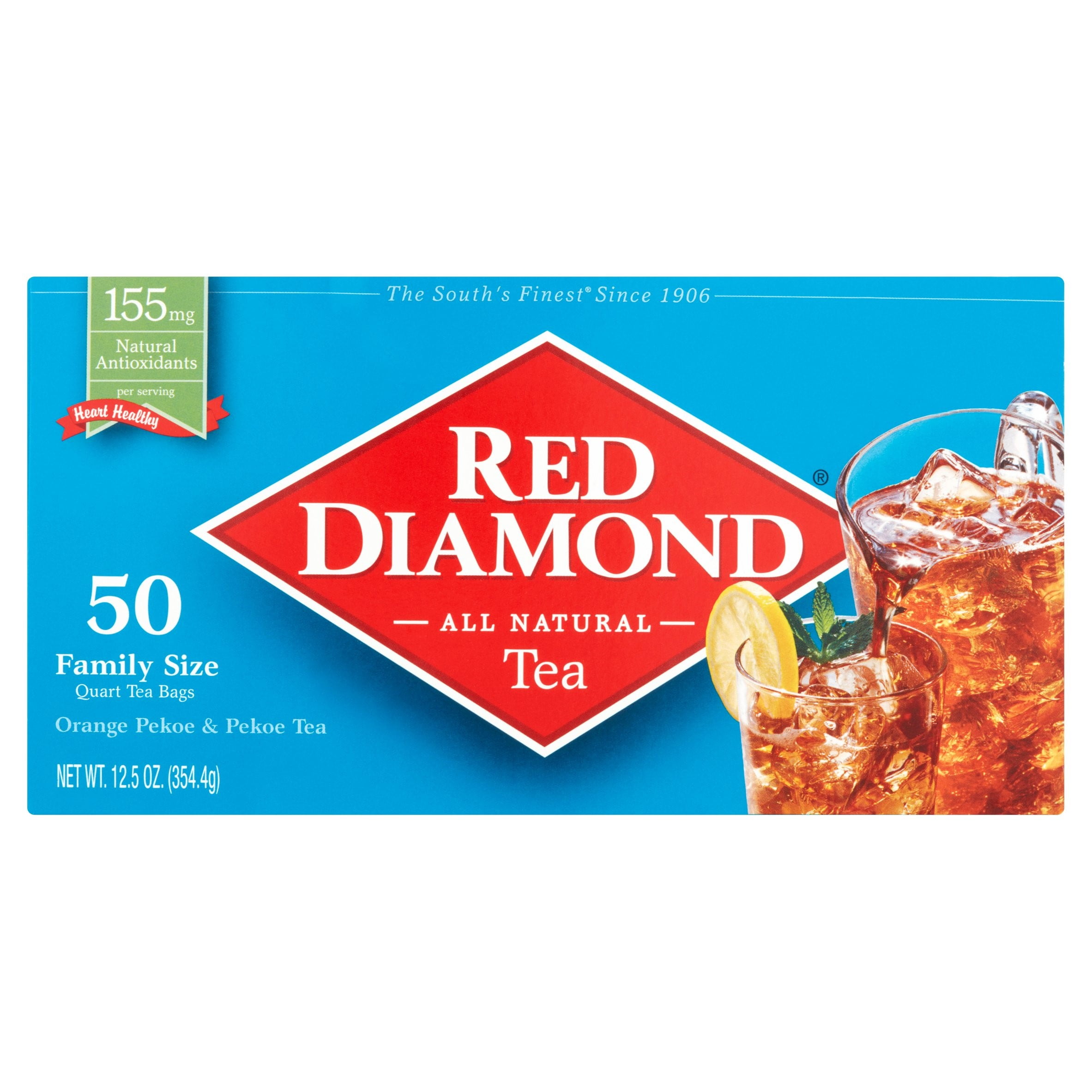 Red Diamond Pekoe and Orange Pekoe Tea Bags, Iced Tea Bags, Family Size