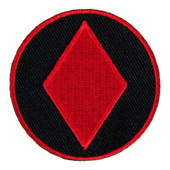 Red Diamond Symbol On Round Patch, Playing Card Patches