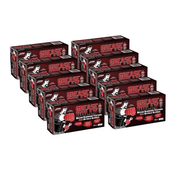 Eppco Grease Bully MDT Nitrile Gloves, Red, 7MIL, Micro-Diamond Texture, XXL, 10 Boxes