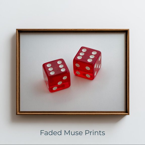 Red Dice Poster, Minimal Game Room And Casino Decor