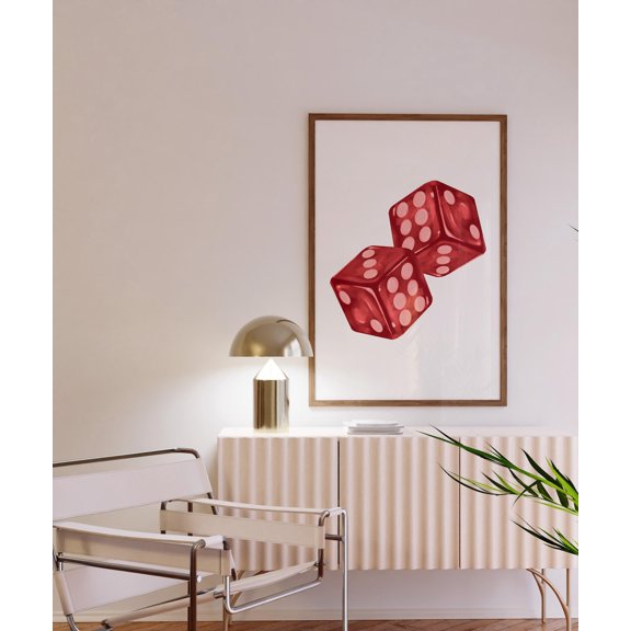 Red Dice Poster, Trendy Game Room And Dorm Wall Art
