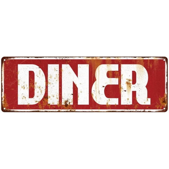 Red Diner Restaurant Diner Food Vintage Look Metal Sign 8x24 108240069012