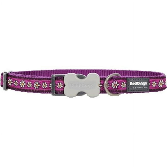 Red Dingo Design Daisy Chain Purple Dog Collar, Large