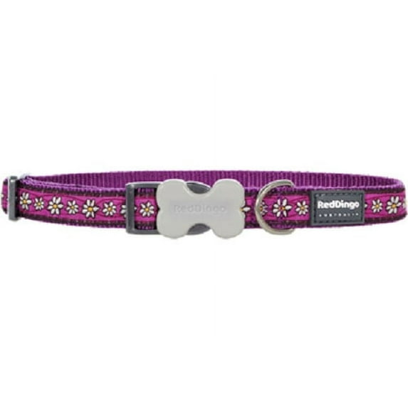 Red Dingo Design Daisy Chain Purple Dog Collar, Medium