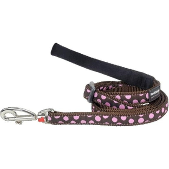 Red Dingo L6-S1-BR-25 Dog Lead Design Pink Dots on Brown- Large