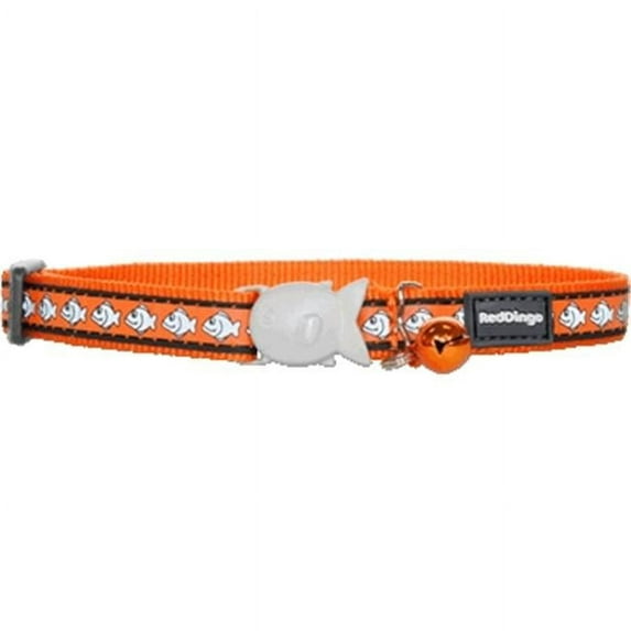 Red Dingo Reflective Fish Patterned Cat Collar, Orange