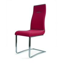 Red Dining Chair with Brushed Stainless Steel Set of 2