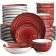 thumbnail image 1 of Red Dinnerware Set, 48 Pieces Stoneware Dinnerware Set, Handpainted Spirals Pattern Ceramic Combination Set with Dinner Plates, Dessert Plates, Soup Plates and Bowls, Dinner Set for 12, 1 of 7