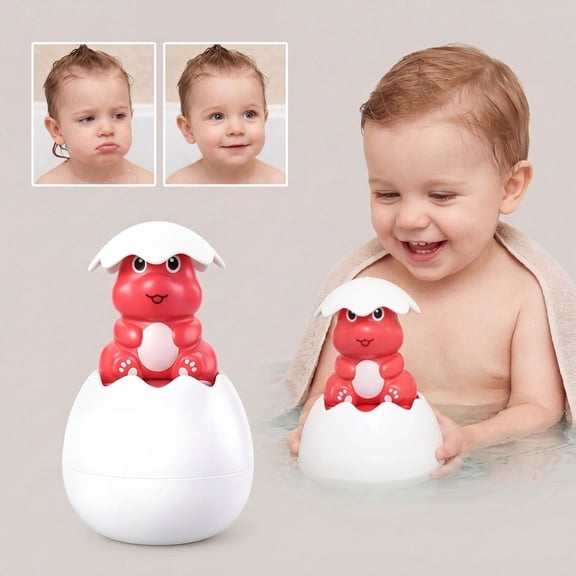 Red Dinosaur Egg Water Spraying Ornament, Creative Interactive Bath Accessory With Unique Shape, Smooth Craft Structure For Bathtub Leisure Time.